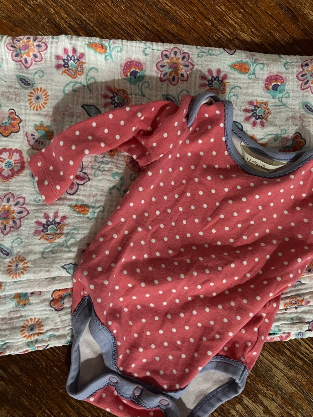 Matilda Jane Pink Polka Dot Long-Sleeve Baby One-Piece with Baby Blanket